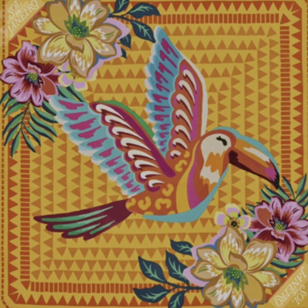 NWT 100% Cotton Sol de Janeiro Vibrant Bird Scarf